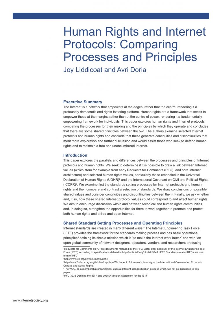 Human Rights and Internet Protocols: Comparing Processes and Principles Thumbnail