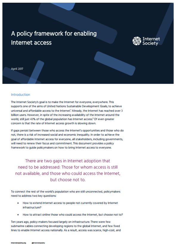 Internet Access For All A Policy Framework L Internet Society - 