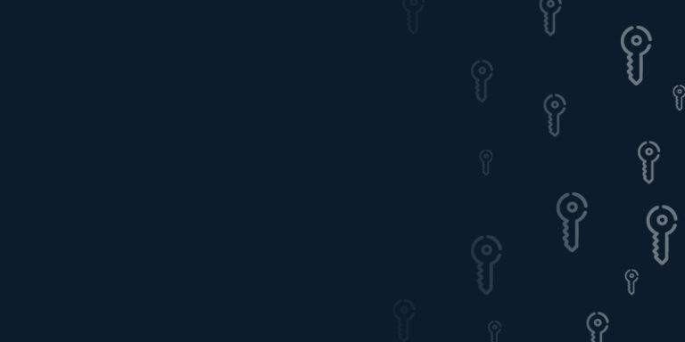 Dark blue background with key symbols