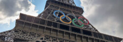 The Olympics rings on the Eiffel Tower