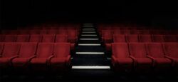 Empty rows of movie theater seats