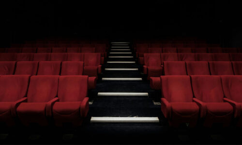 Empty rows of movie theater seats